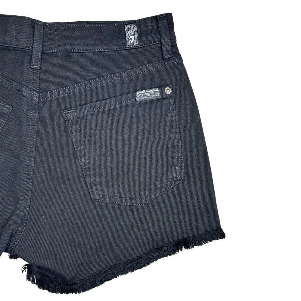 7 FOR ALL MANKIND Women’s Broken Twill Cut Off Short Black Size 28 - Picture 6 of 16